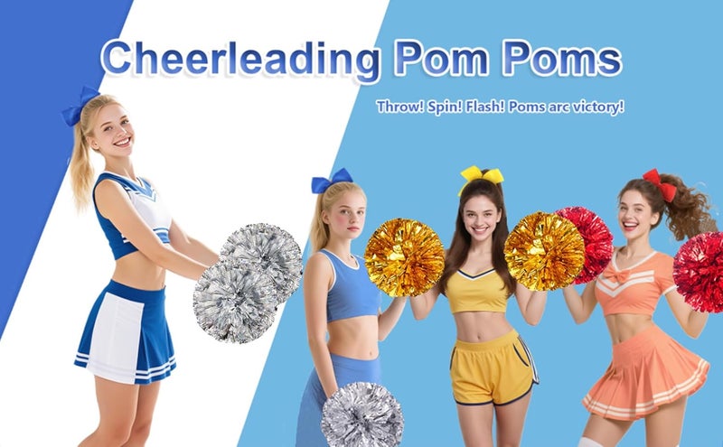 Hlonon 2 Pcs Cheerleading Pom Poms and Large Cheerleader Sports Dance Cheer Plastic Pom Poms Cheering for Sports Team Spirit Cheer - Image 5